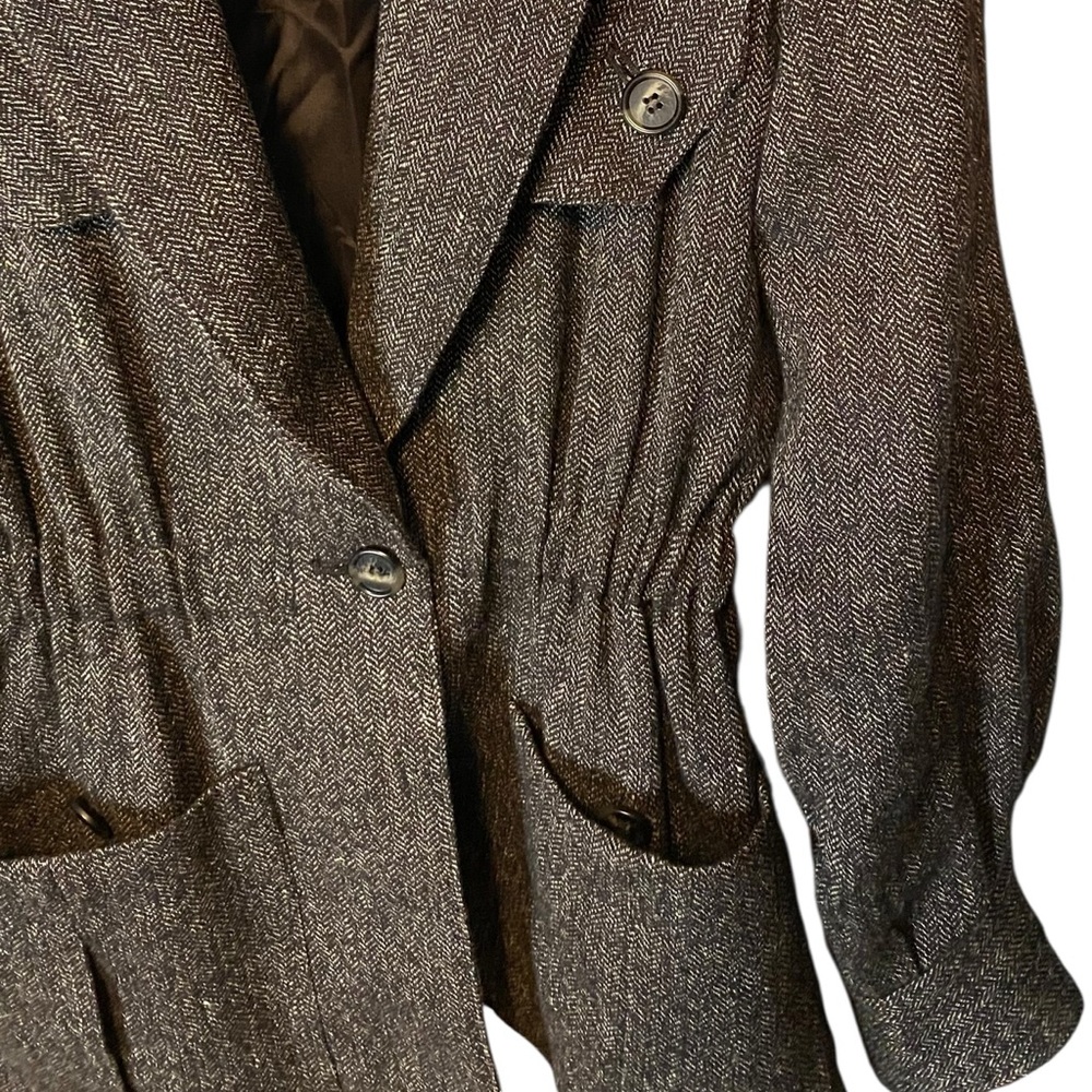 SMYTHE Spencer Jacket XS Black Donegal Herringbone Leather Elbow Patch Blazer - Picture 12 of 12